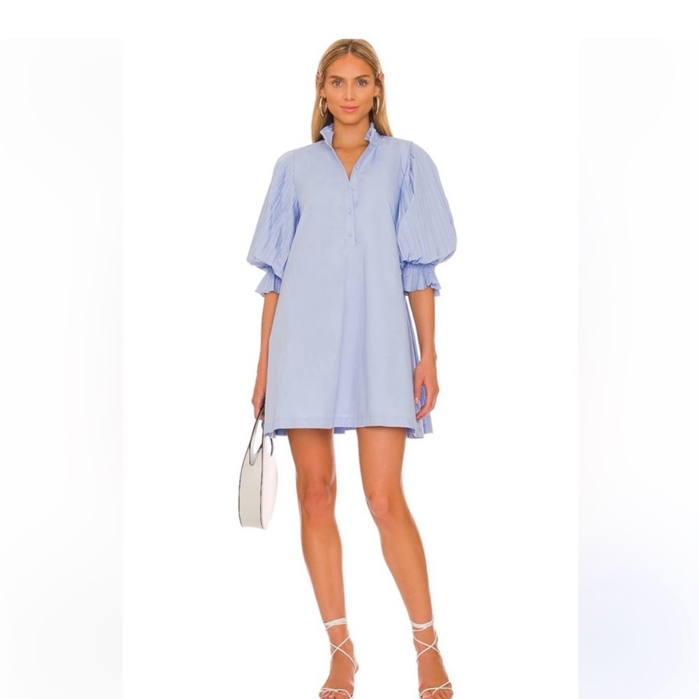 REVOLVE Sovere Focus Pleat Smock Mini Dress Powder
Blue Size Small